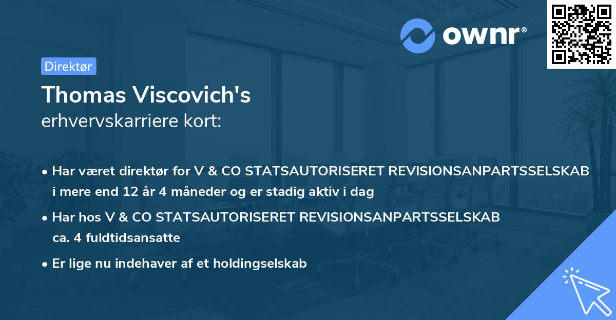 Thomas Viscovich's erhvervskarriere kort