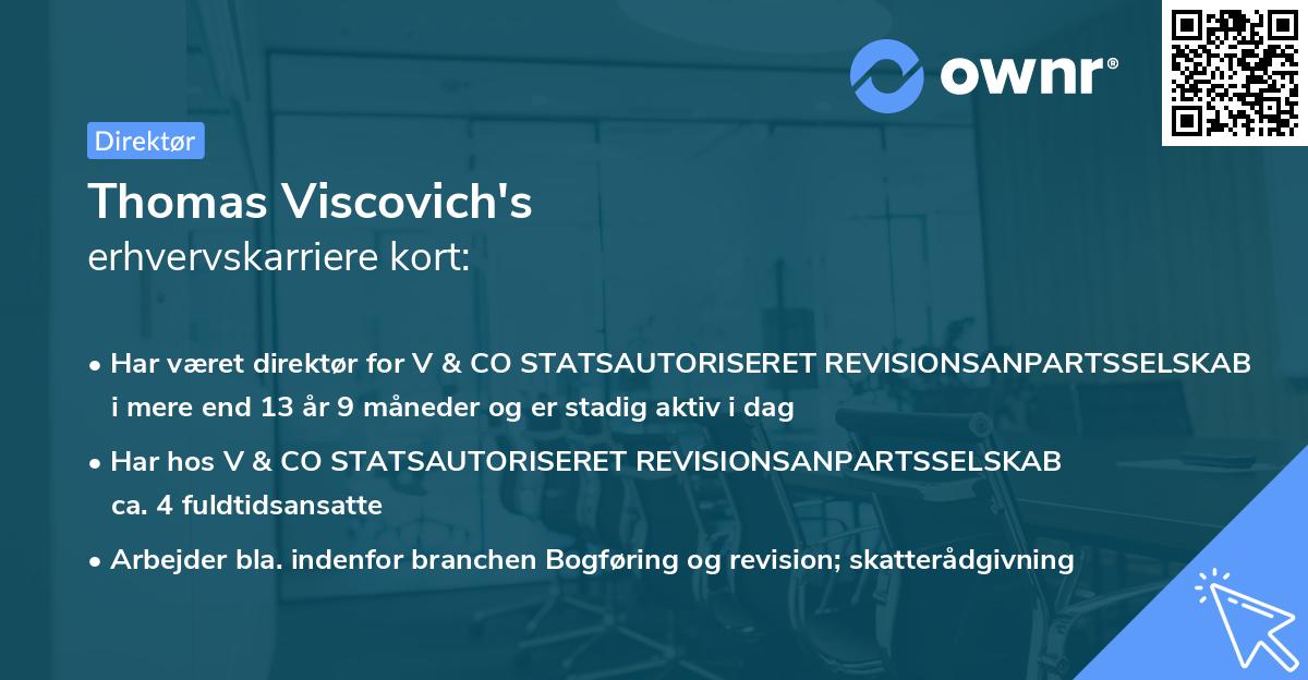 Thomas Viscovich's erhvervskarriere kort