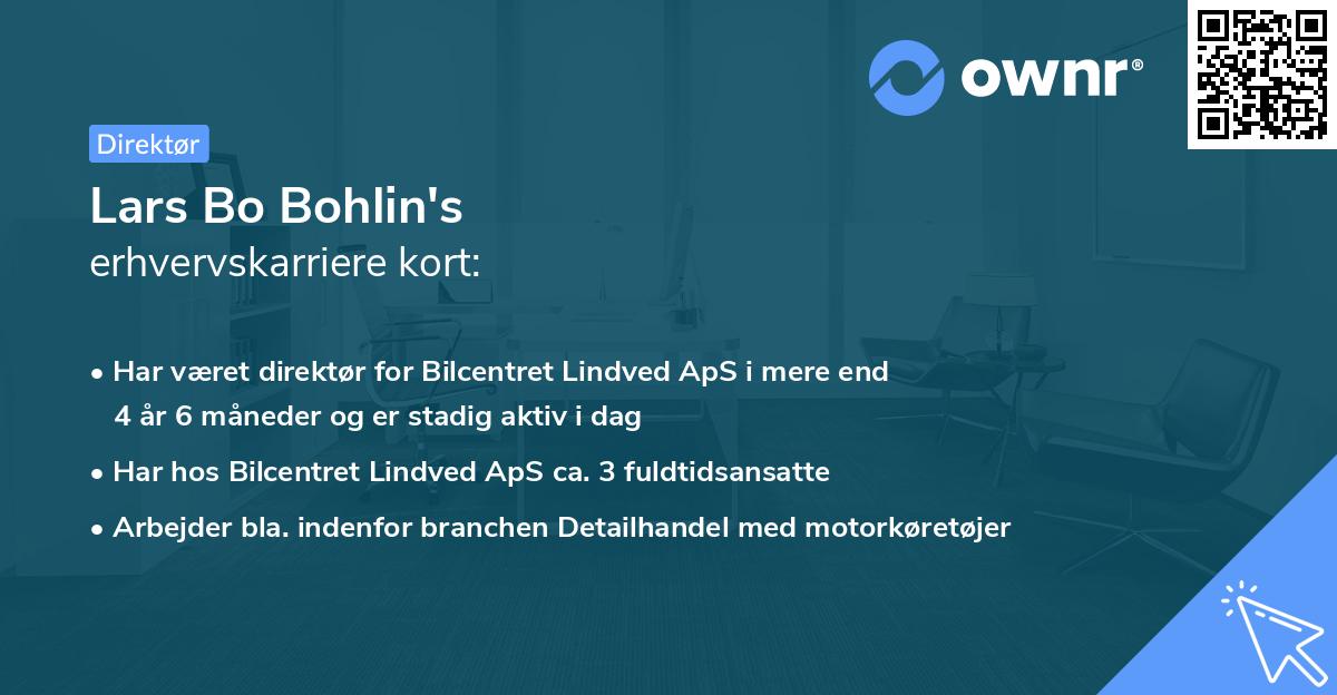 Lars Bo Bohlin's erhvervskarriere kort