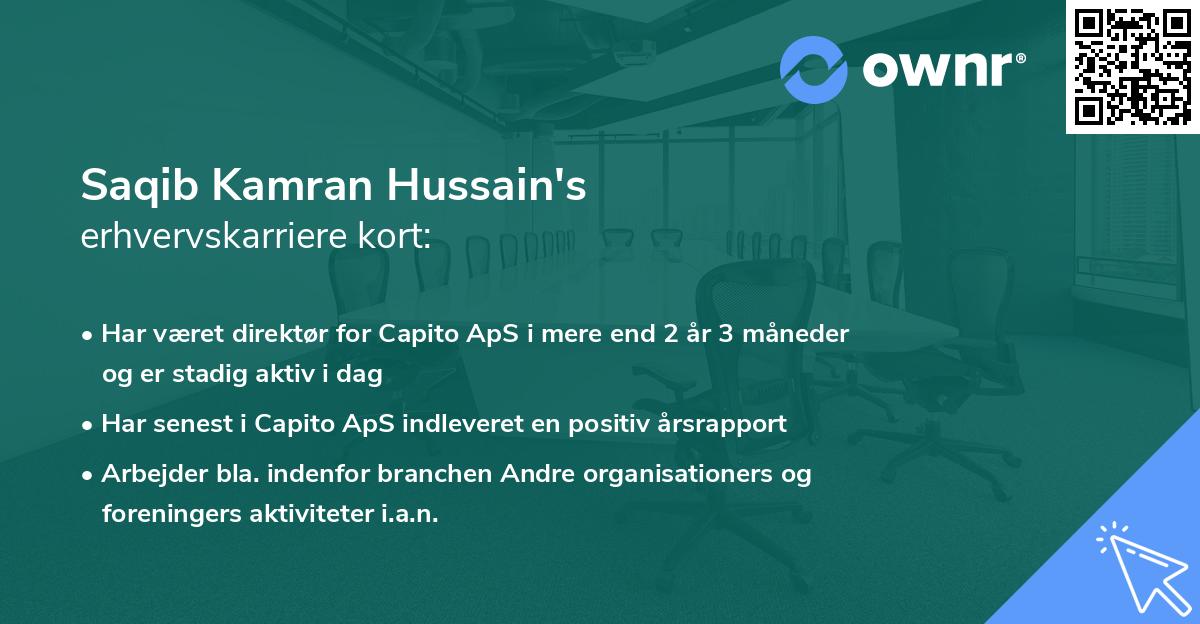 Saqib Kamran Hussain's erhvervskarriere kort