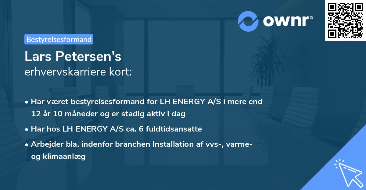 Lars Petersen's erhvervskarriere kort