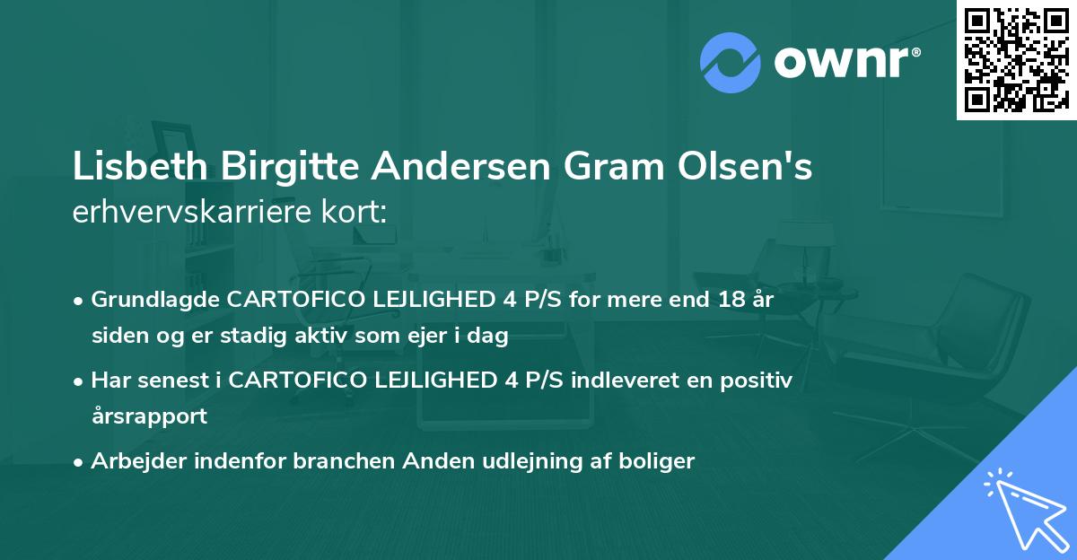 Lisbeth Birgitte Andersen Gram Olsen's erhvervskarriere kort