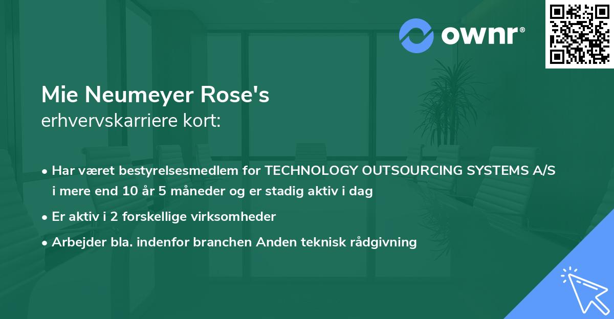 Mie Neumeyer Rose's erhvervskarriere kort