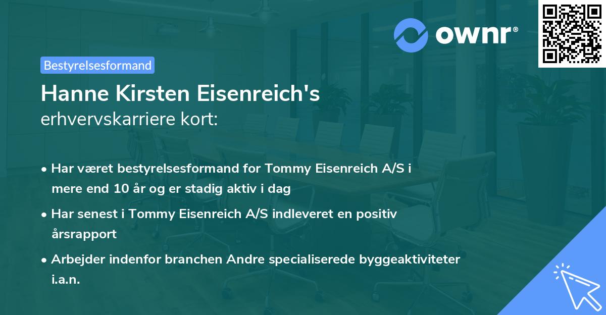 Hanne Kirsten Eisenreich's erhvervskarriere kort