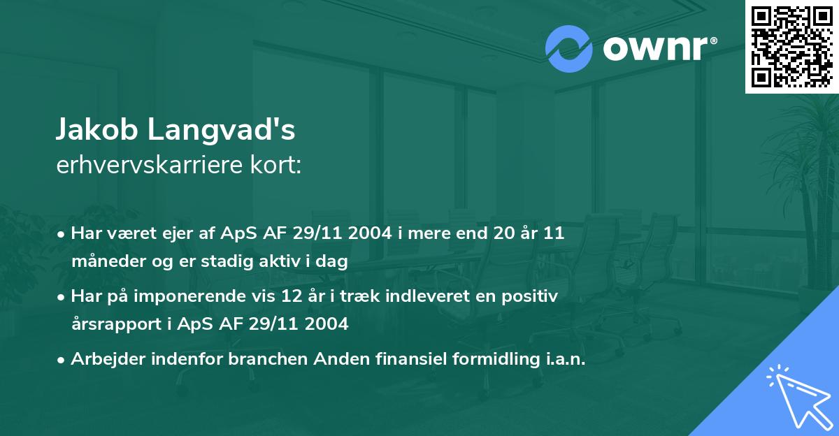 Jakob Langvad's erhvervskarriere kort