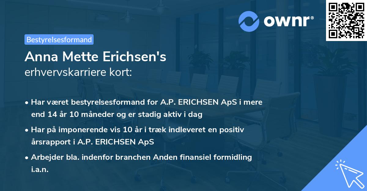 Anna Mette Erichsen's erhvervskarriere kort