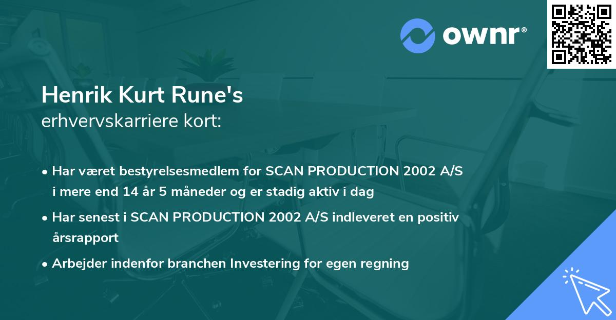 Henrik Kurt Rune's erhvervskarriere kort