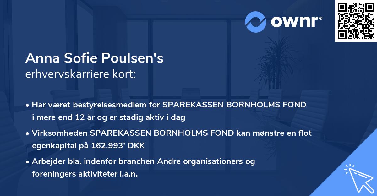 Anna Sofie Poulsen's erhvervskarriere kort