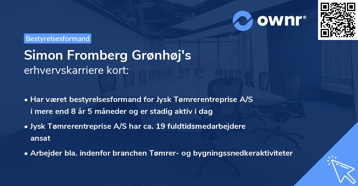 Simon Fromberg Grønhøj's erhvervskarriere kort
