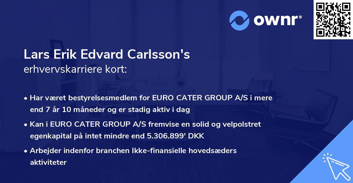 Lars Erik Edvard Carlsson's erhvervskarriere kort