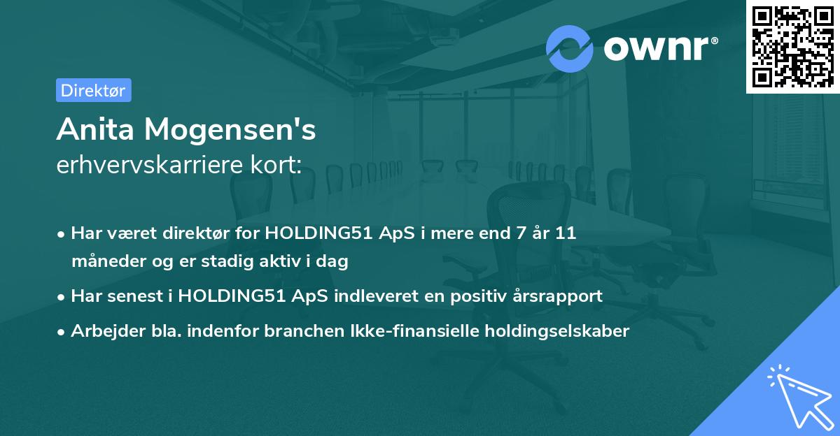 Anita Mogensen's erhvervskarriere kort