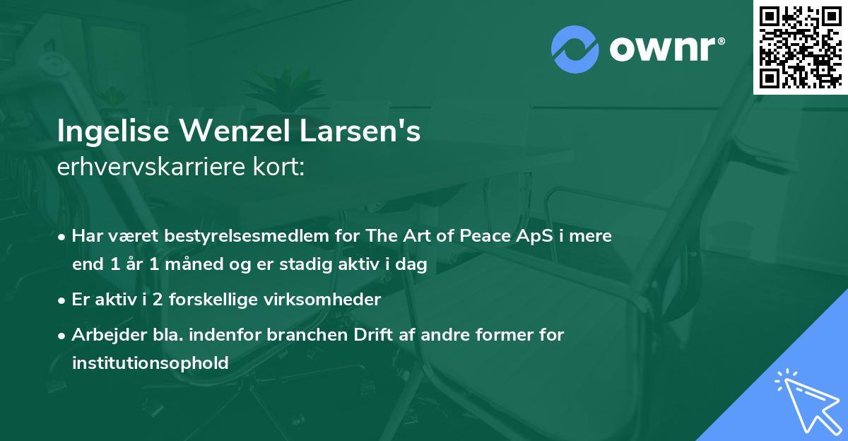 Ingelise Wenzel Larsen's erhvervskarriere kort