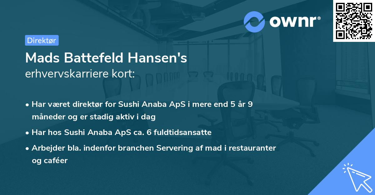 Mads Battefeld Hansen's erhvervskarriere kort