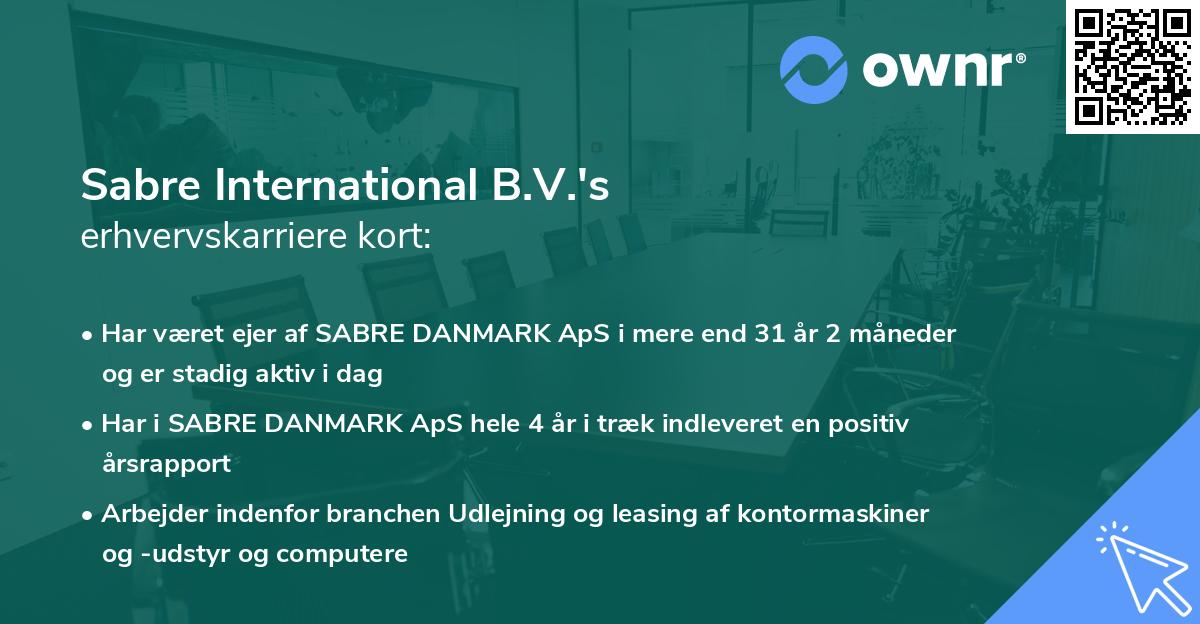 Sabre International B.V.'s erhvervskarriere kort