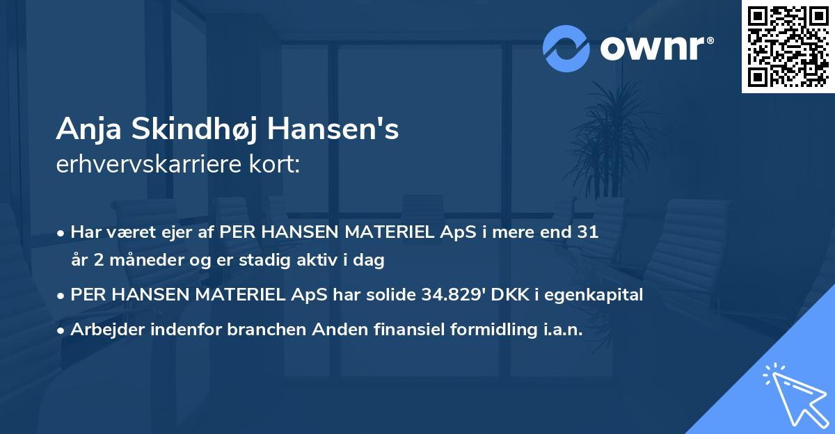 Anja Skindhøj Hansen's erhvervskarriere kort