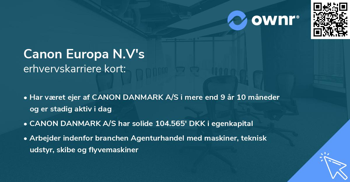 Canon Europa N.V's erhvervskarriere kort