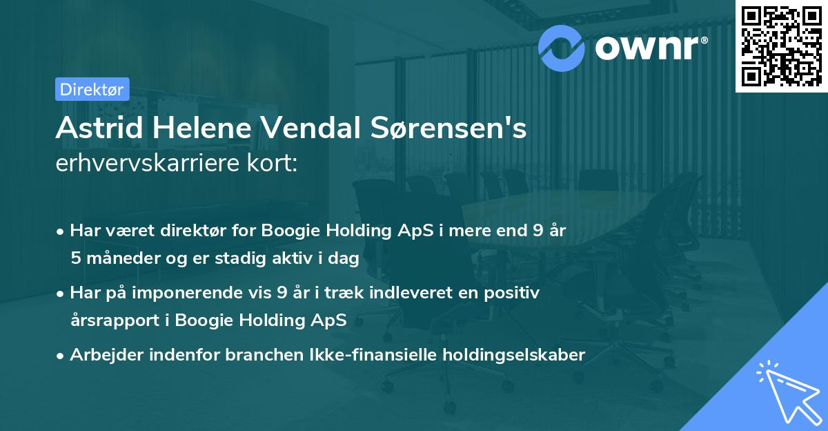 Astrid Helene Vendal Sørensen's erhvervskarriere kort