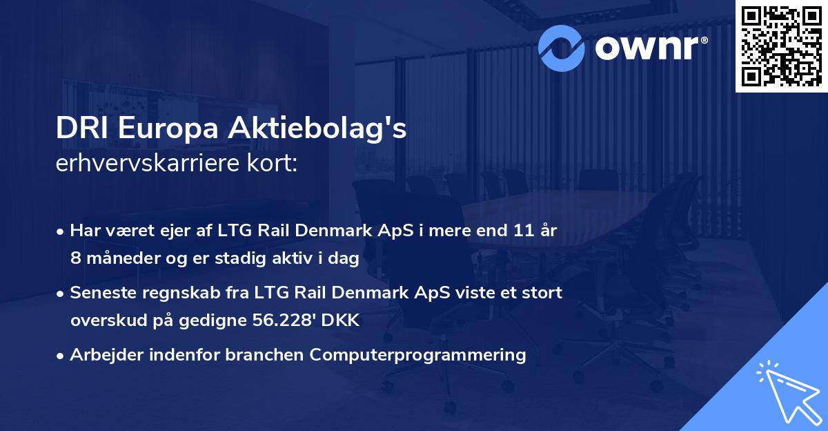 DRI Europa Aktiebolag's erhvervskarriere kort
