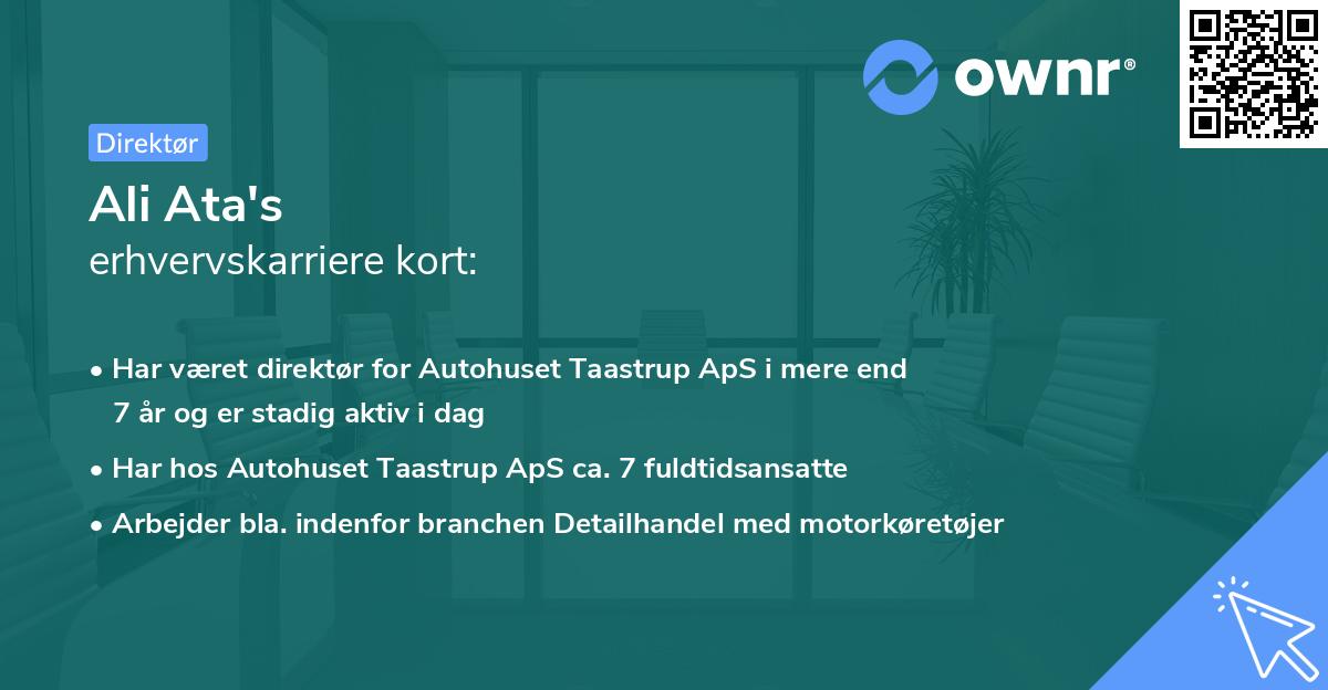 Ali Ata's erhvervskarriere kort
