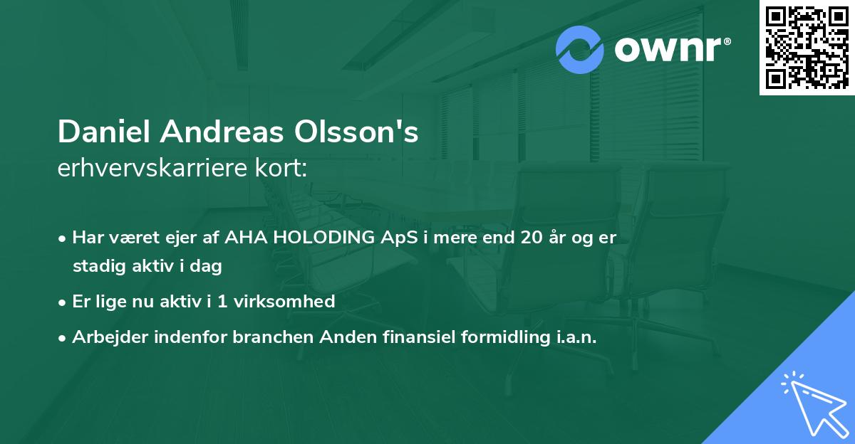 Daniel Andreas Olsson's erhvervskarriere kort