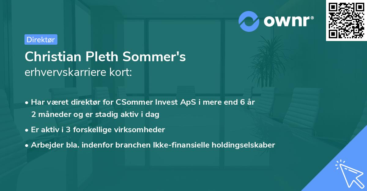 Christian Pleth Sommer's erhvervskarriere kort