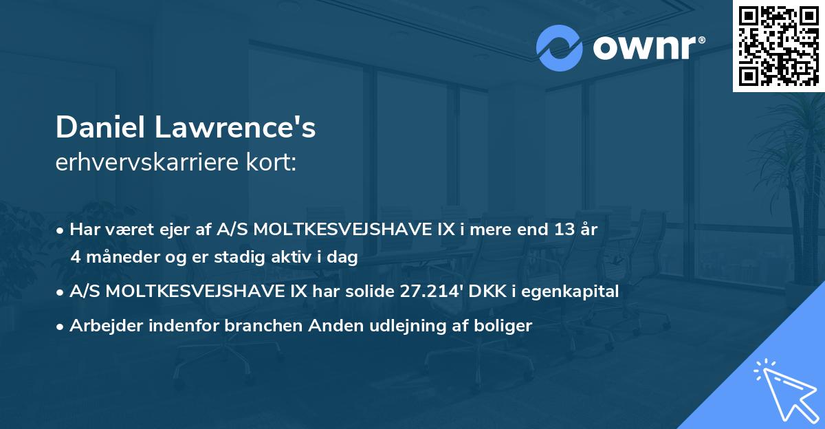 Daniel Lawrence's erhvervskarriere kort