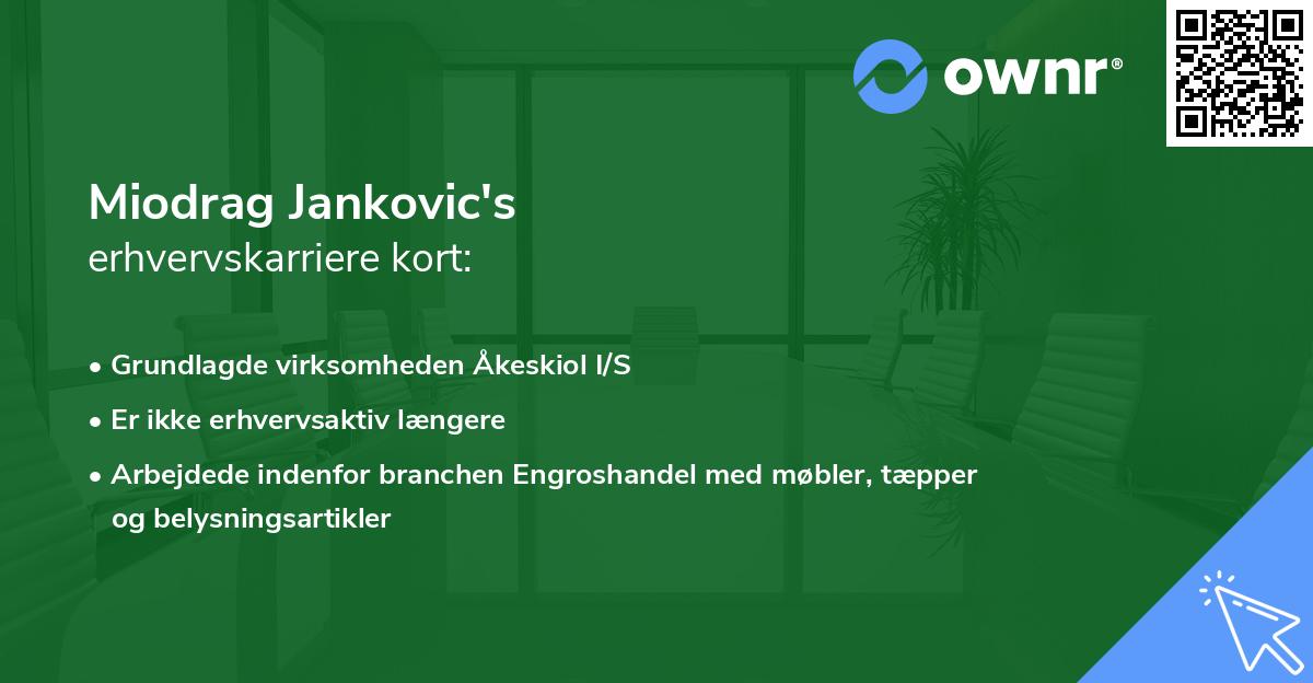 Miodrag Jankovic's erhvervskarriere kort