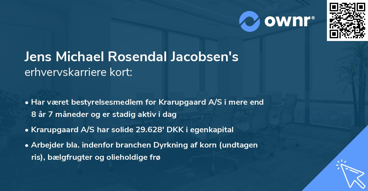 Jens Michael Rosendal Jacobsen's erhvervskarriere kort