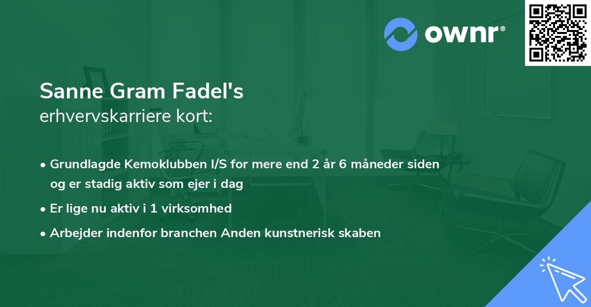 Sanne Gram Fadel's erhvervskarriere kort
