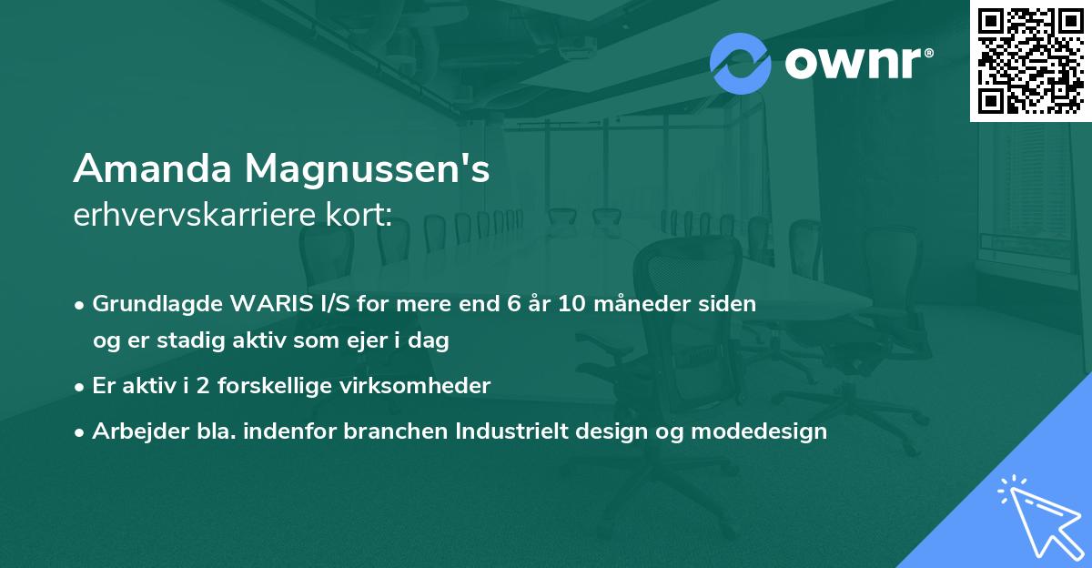 Amanda Magnussen's erhvervskarriere kort