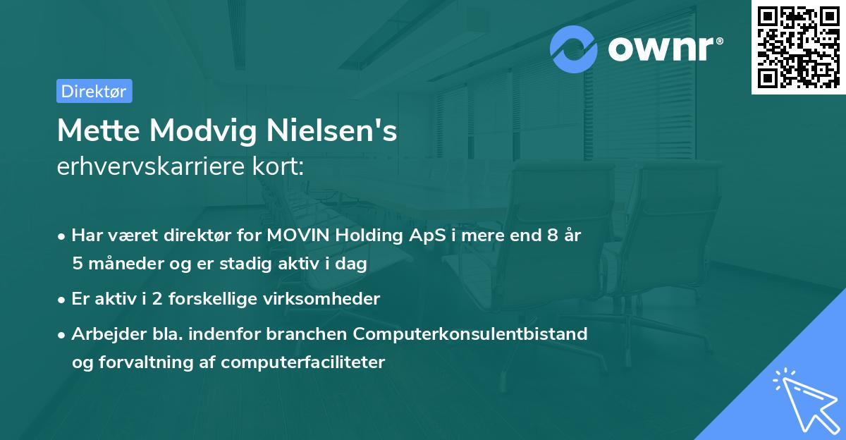 Mette Modvig Nielsen's erhvervskarriere kort