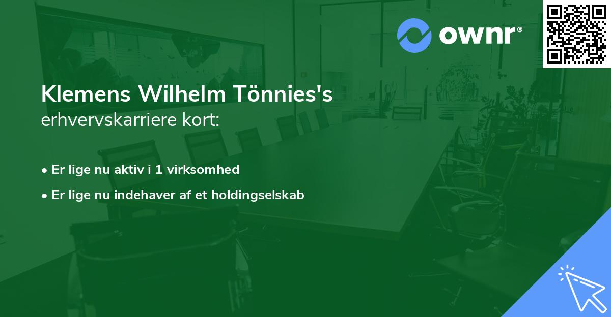 Klemens Wilhelm Tönnies's erhvervskarriere kort