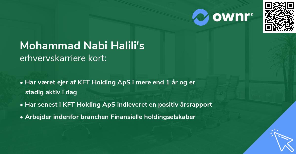 Mohammad Nabi Halili's erhvervskarriere kort