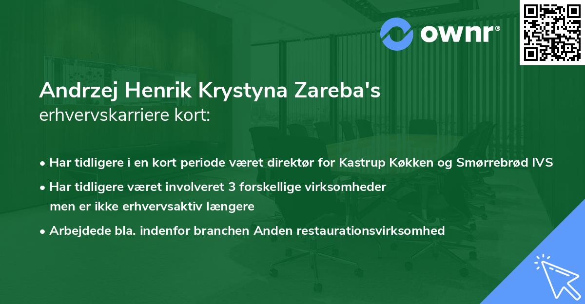 Andrzej Henrik Krystyna Zareba's erhvervskarriere kort