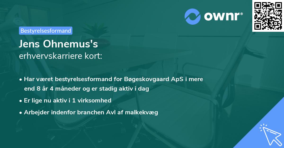 Jens Ohnemus's erhvervskarriere kort