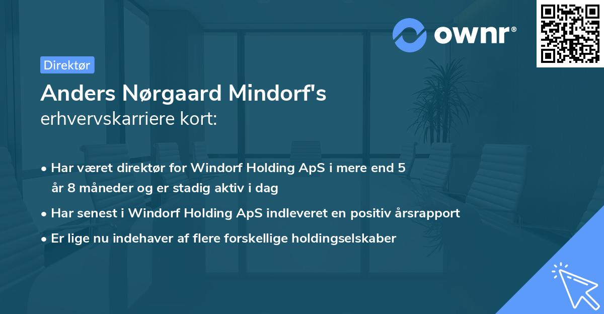 Anders Nørgaard Mindorf's erhvervskarriere kort