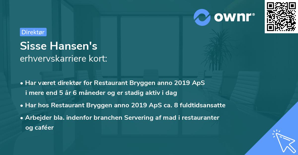 Sisse Hansen's erhvervskarriere kort