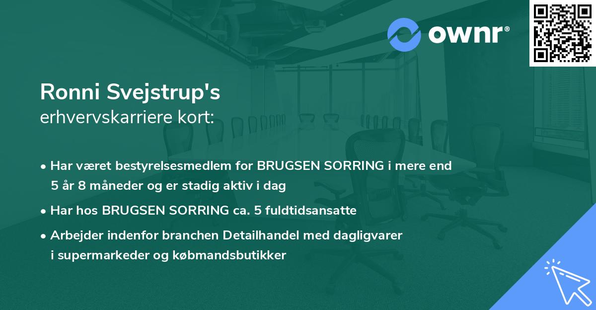 Ronni Svejstrup's erhvervskarriere kort