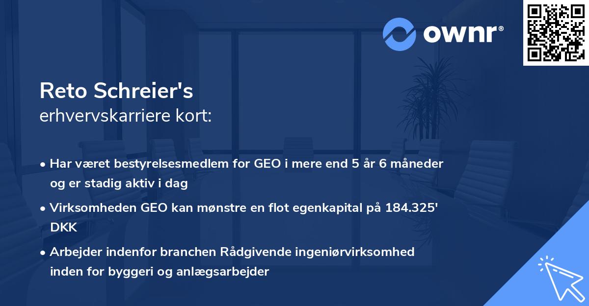 Reto Schreier's erhvervskarriere kort