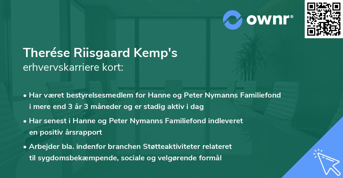 Therése Riisgaard Kemp's erhvervskarriere kort