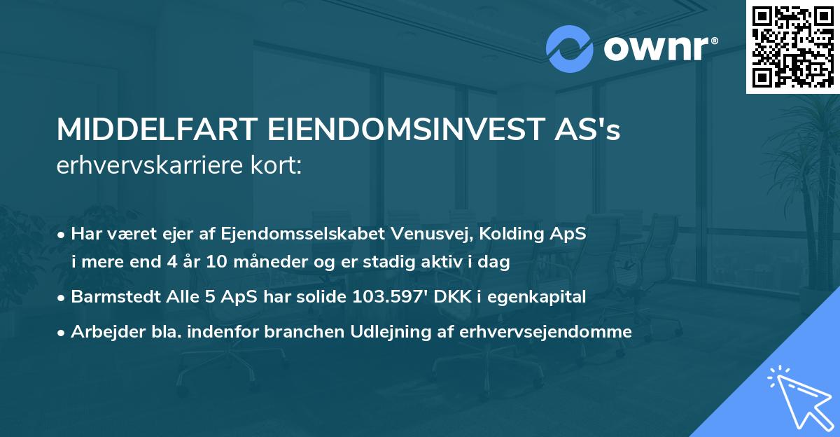 MIDDELFART EIENDOMSINVEST AS's erhvervskarriere kort