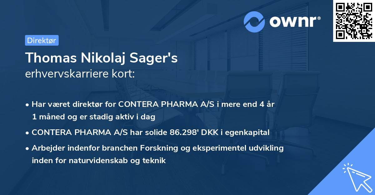 Thomas Nikolaj Sager's erhvervskarriere kort