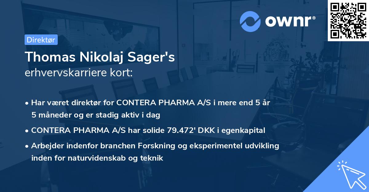 Thomas Nikolaj Sager's erhvervskarriere kort