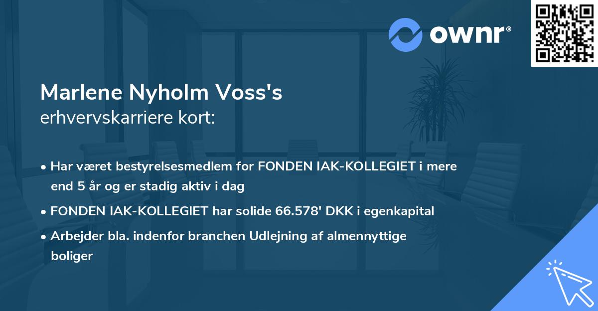 Marlene Nyholm Voss's erhvervskarriere kort