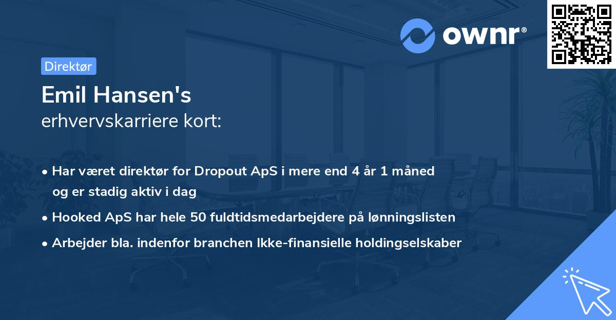 Emil Hansen's erhvervskarriere kort