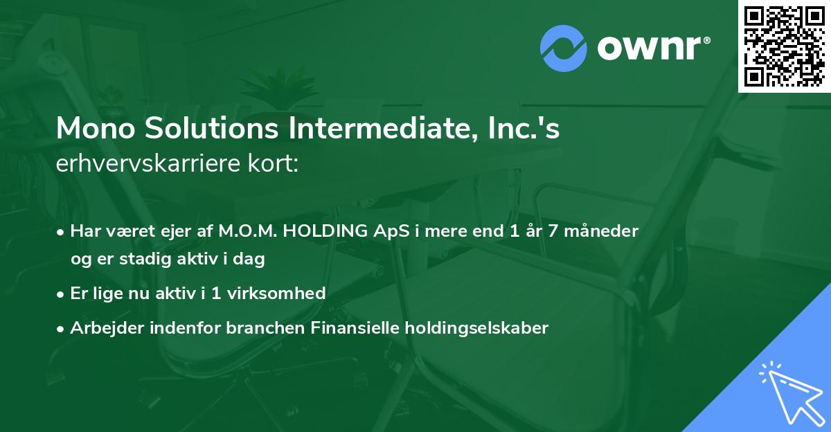 Mono Solutions Intermediate, Inc.'s erhvervskarriere kort