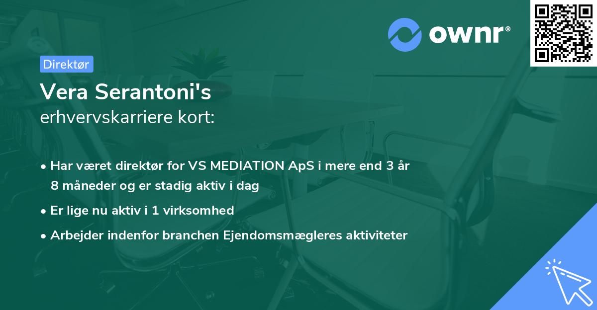 Vera Serantoni's erhvervskarriere kort
