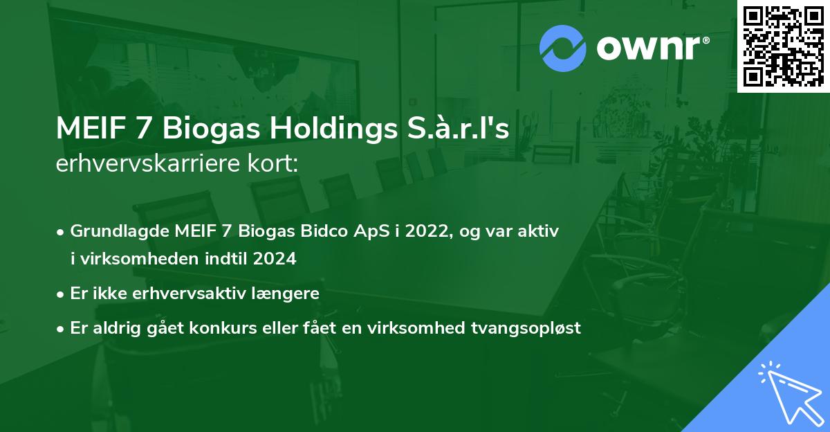 MEIF 7 Biogas Holdings S.à.r.l's erhvervskarriere kort