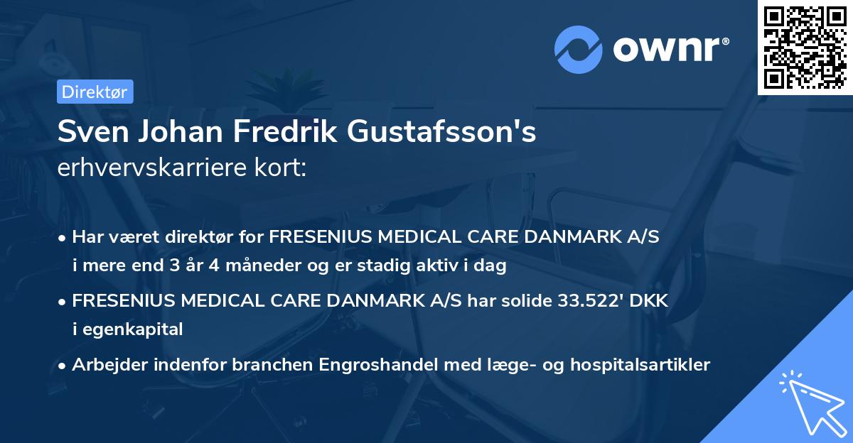 Sven Johan Fredrik Gustafsson's erhvervskarriere kort