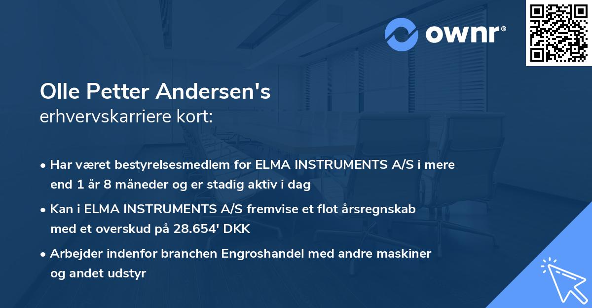 Olle Petter Andersen's erhvervskarriere kort